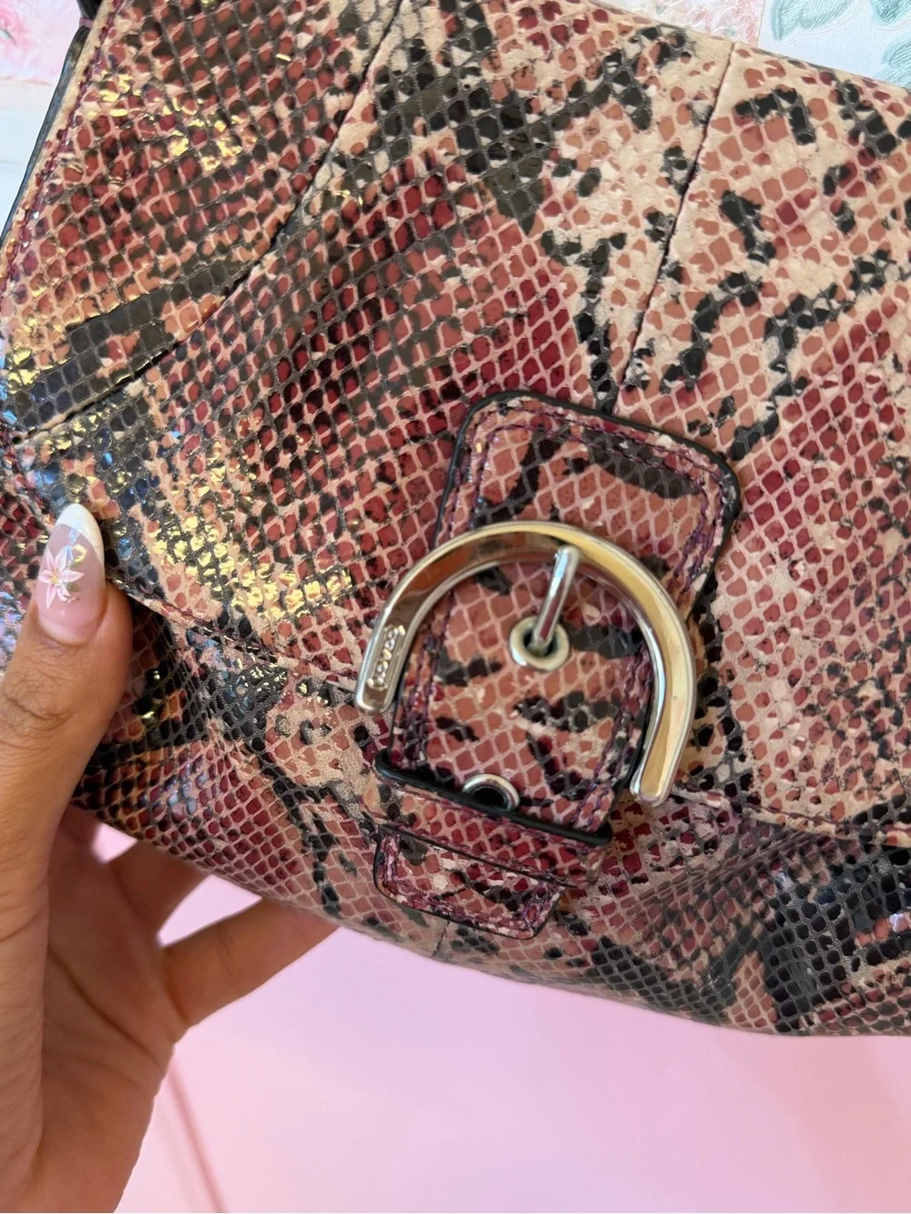 Y2K Snakeskin-Print Shoulder Bag
